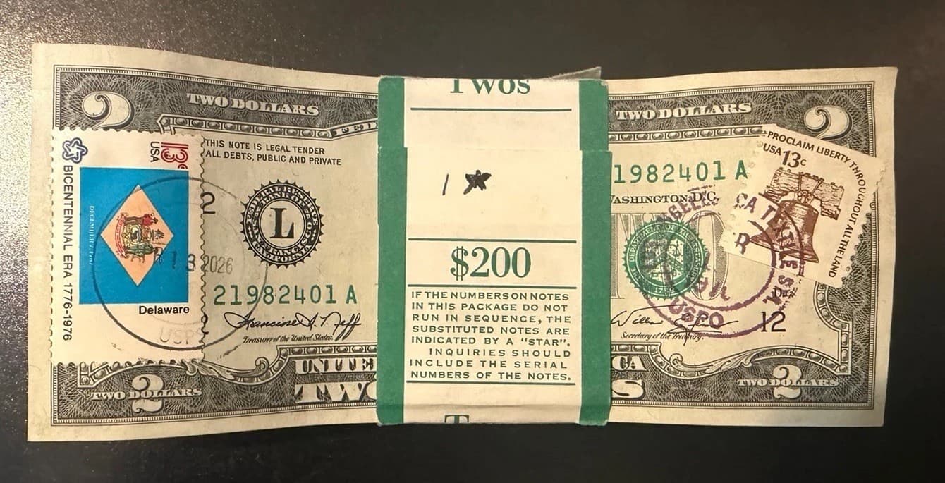Double Stamped Pack 1976 $2 - 100 SEQUENTIAL UNC 1st Day of Issue San Francisco — view 1