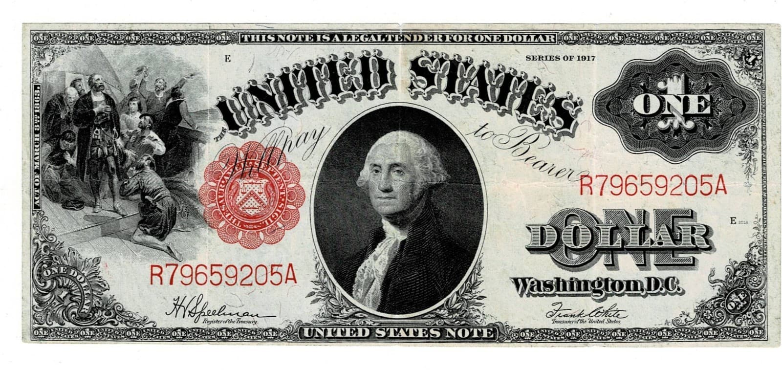1917 $1 Legal Tender Note LARGE SIZE NOTE — view 1