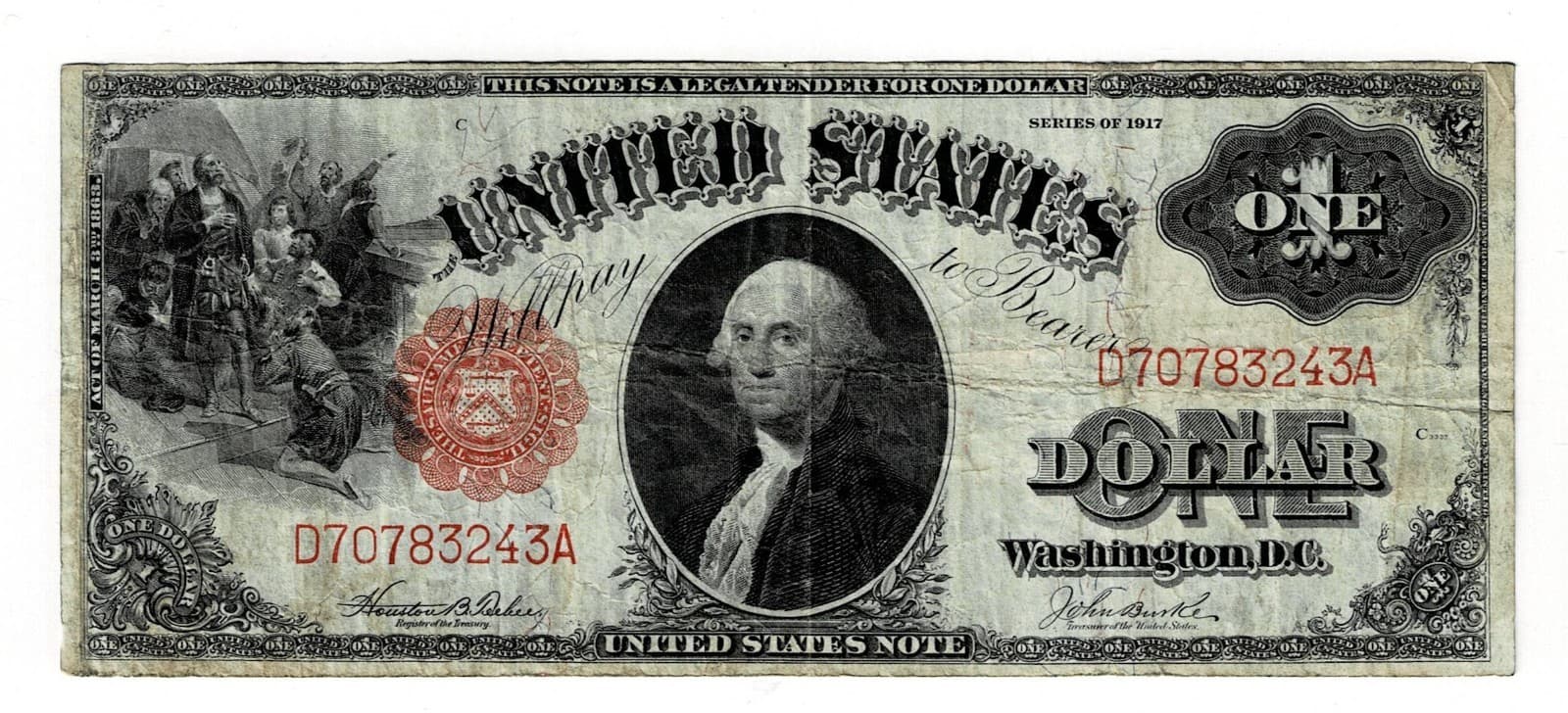 1917 $1 Legal Tender Note LARGE SIZE NOTE — view 1