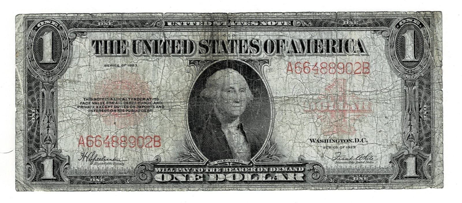 1923 $1 Legal Tender Note Red Seal Horse Blanket FR#40 — view 1