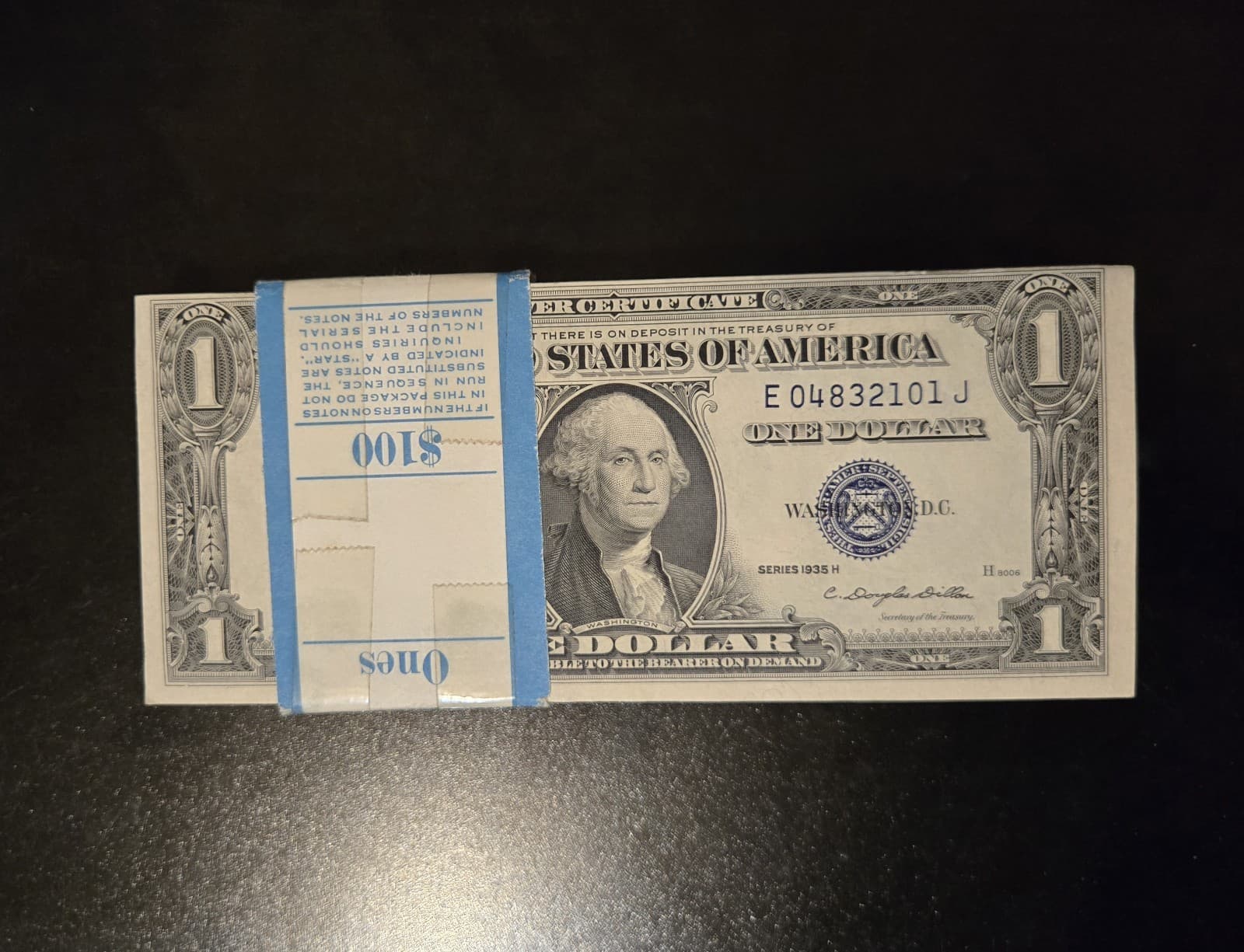 1935-H Pack of 100 Sequential $1 Silver Certificates W Motto