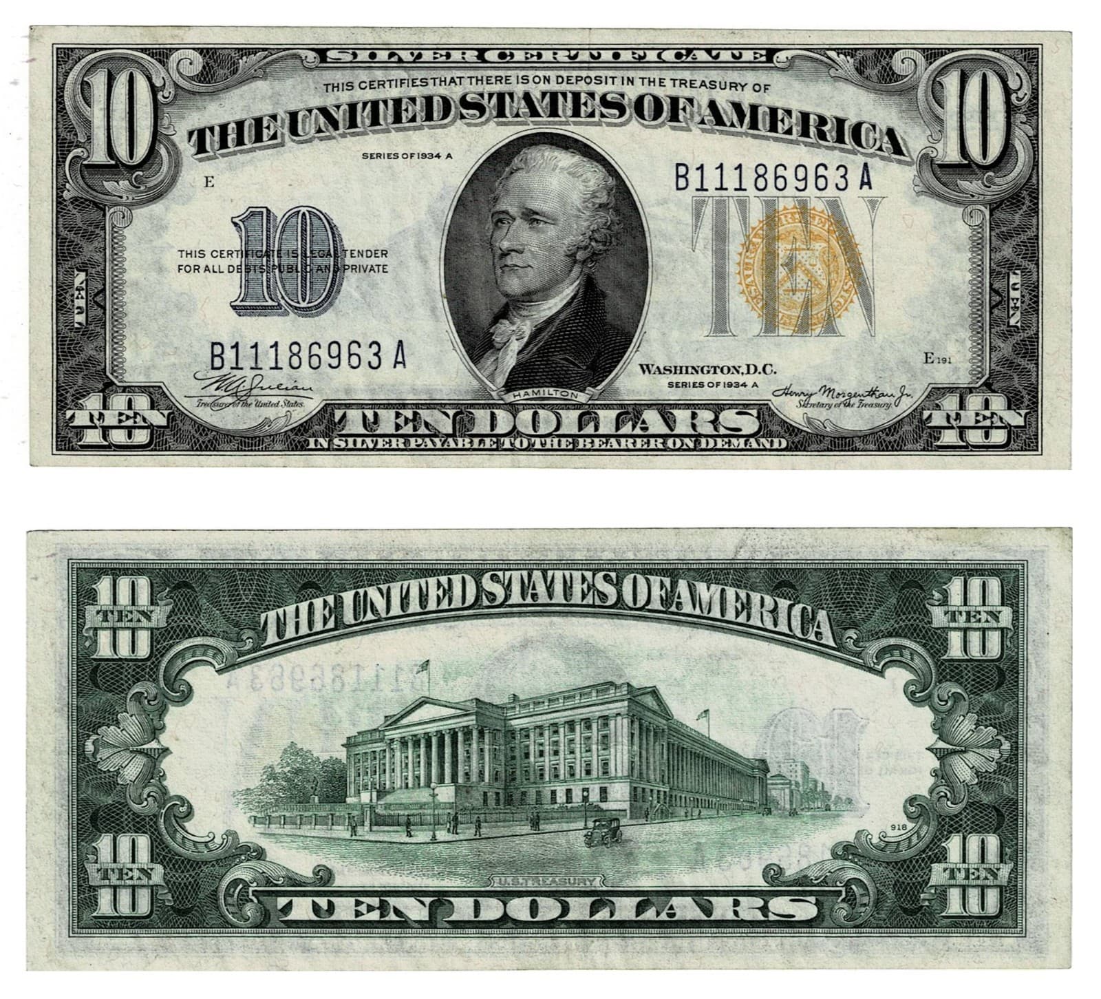 1934-A $10 NORTH AFRICA EMERGENCY NOTE WORLD WAR II ISSUE