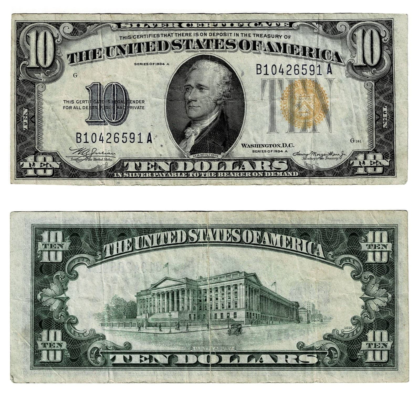 1934-A $10 NORTH AFRICA EMERGENCY NOTE WORLD WAR II ISSUE