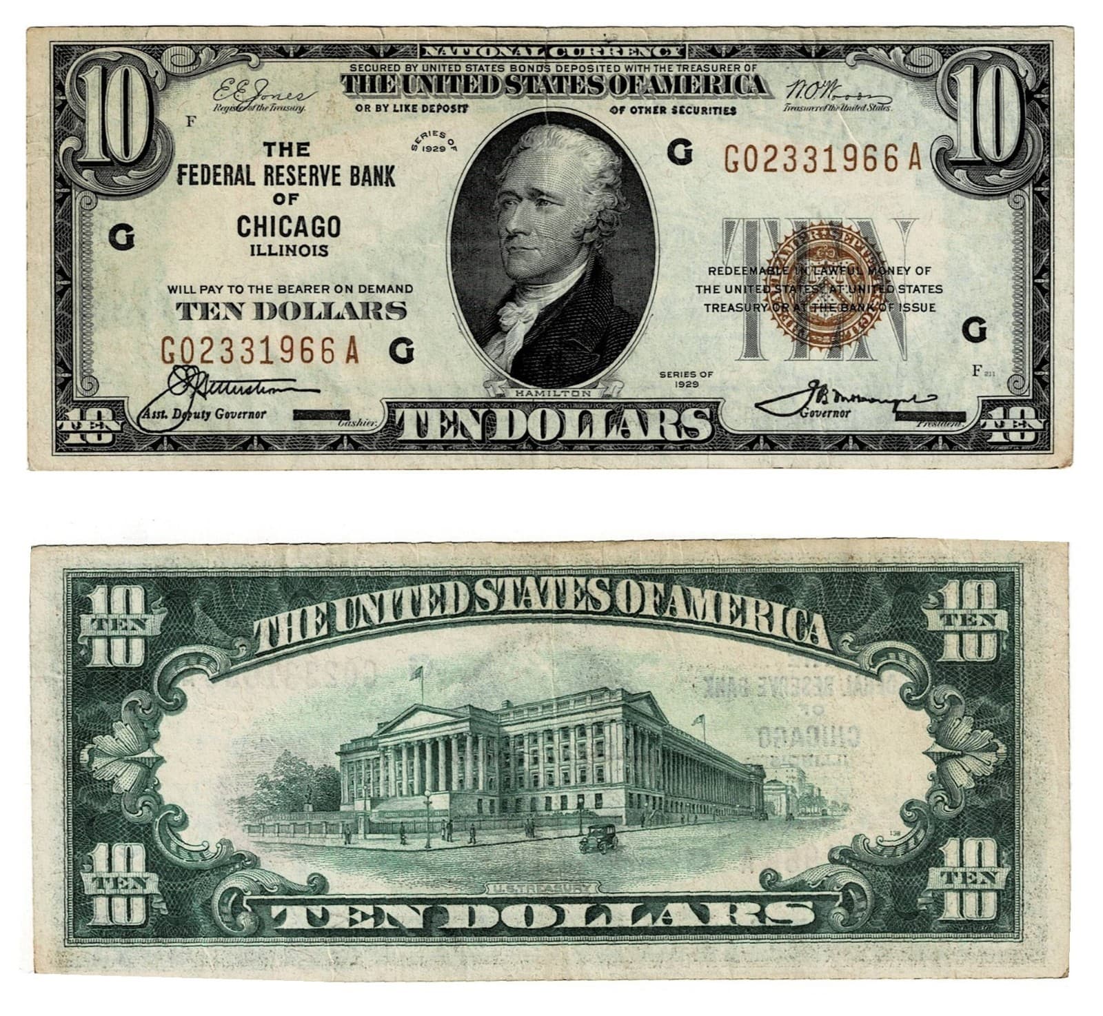 U.S. (Chicago, IL) - Series of 1929 $10.00 National Currency Banknote