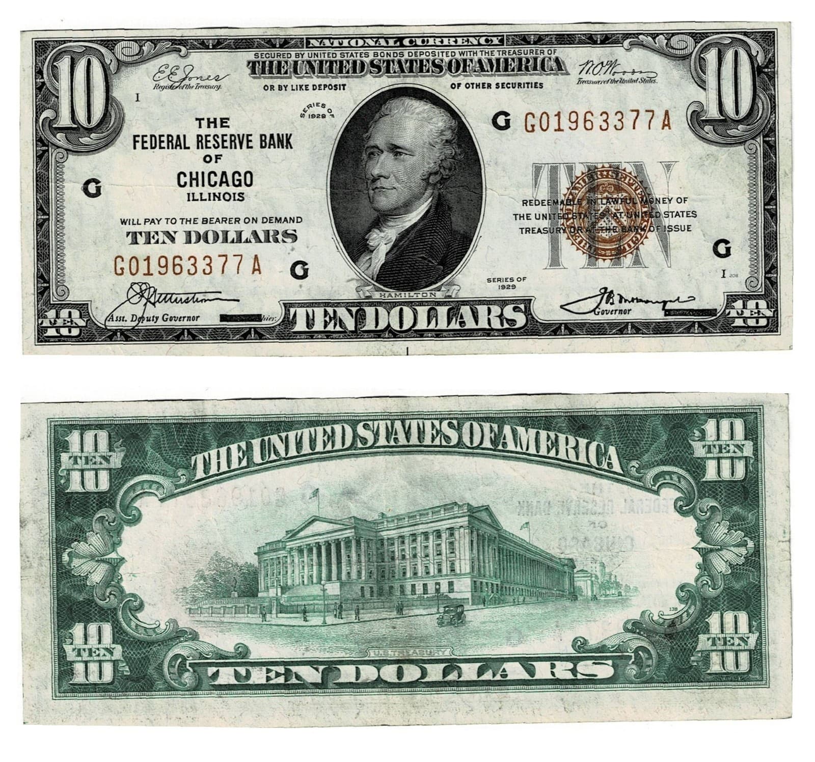U.S. (Chicago, IL) - Series of 1929 $10.00 National Currency Banknote