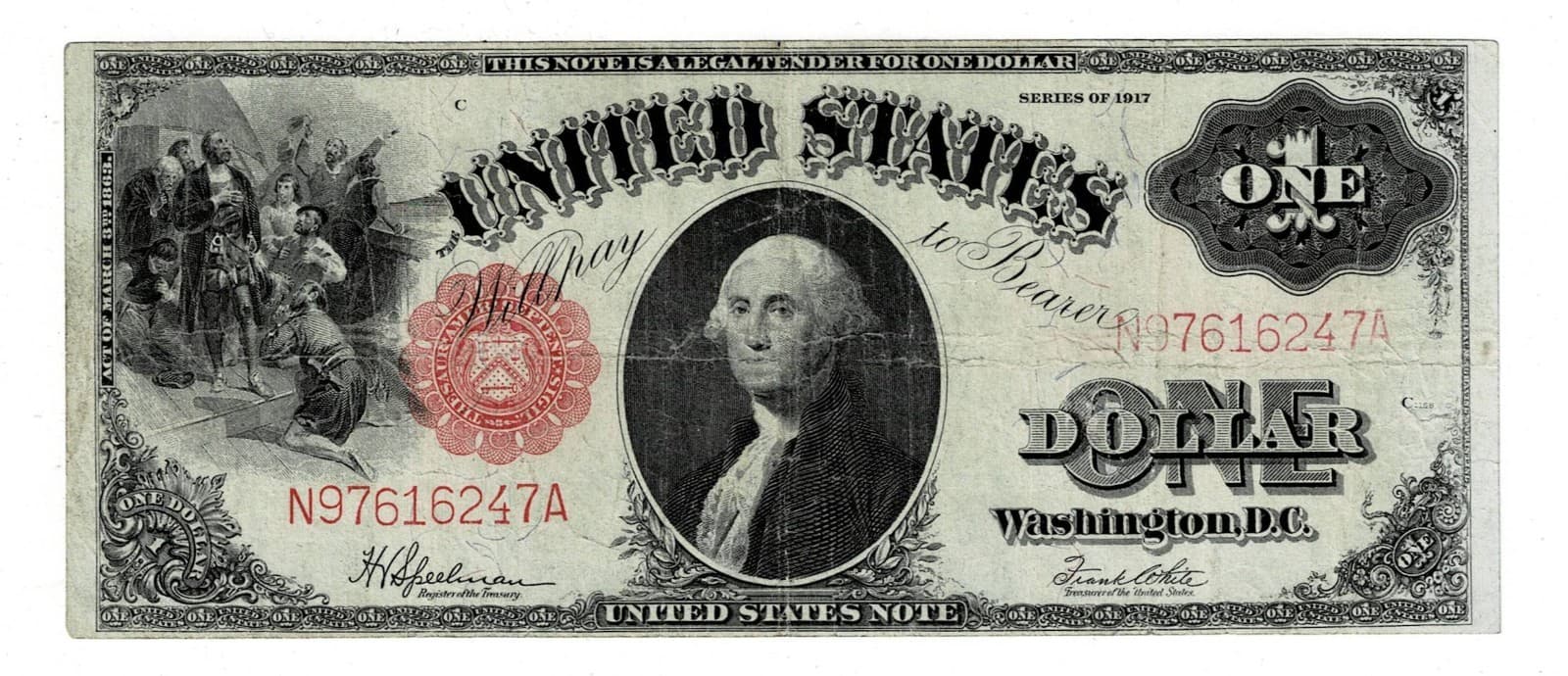1917 $1 Legal Tender Note LARGE SIZE NOTE — view 1