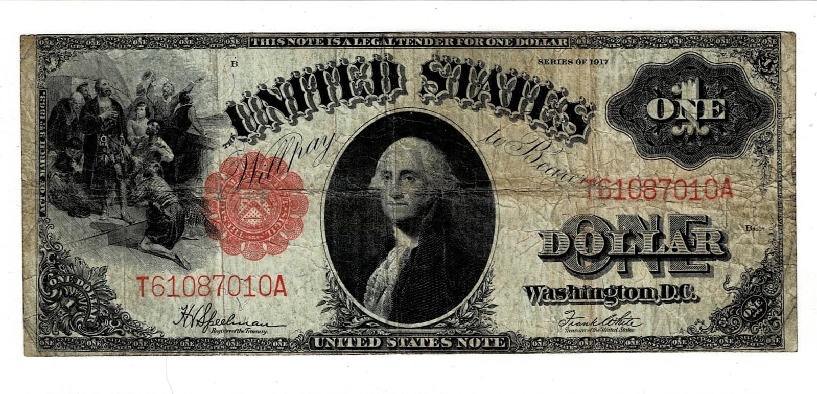 1917 $1 Legal Tender Note LARGE SIZE NOTE — view 1