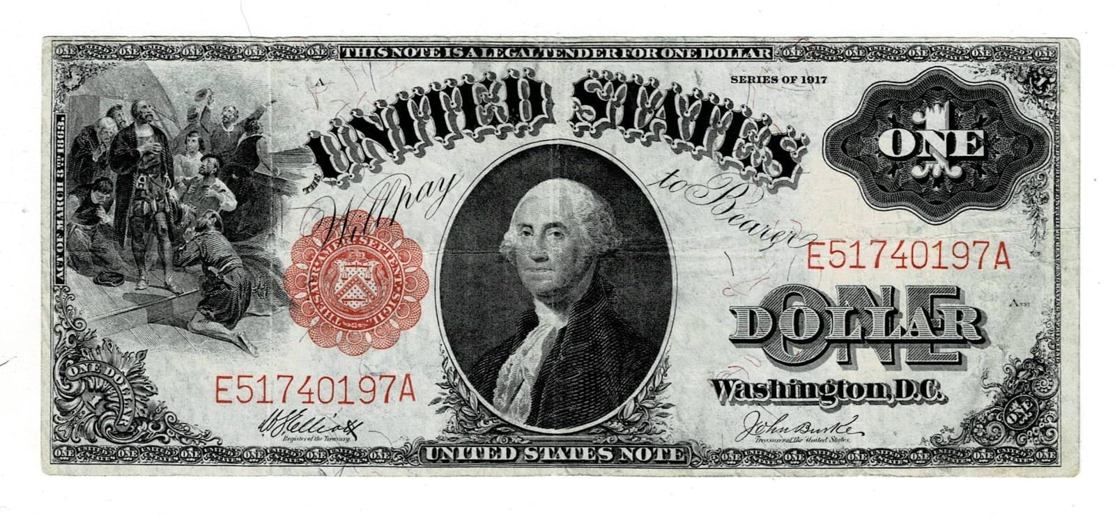 1917 $1 Legal Tender Note LARGE SIZE NOTE — view 1