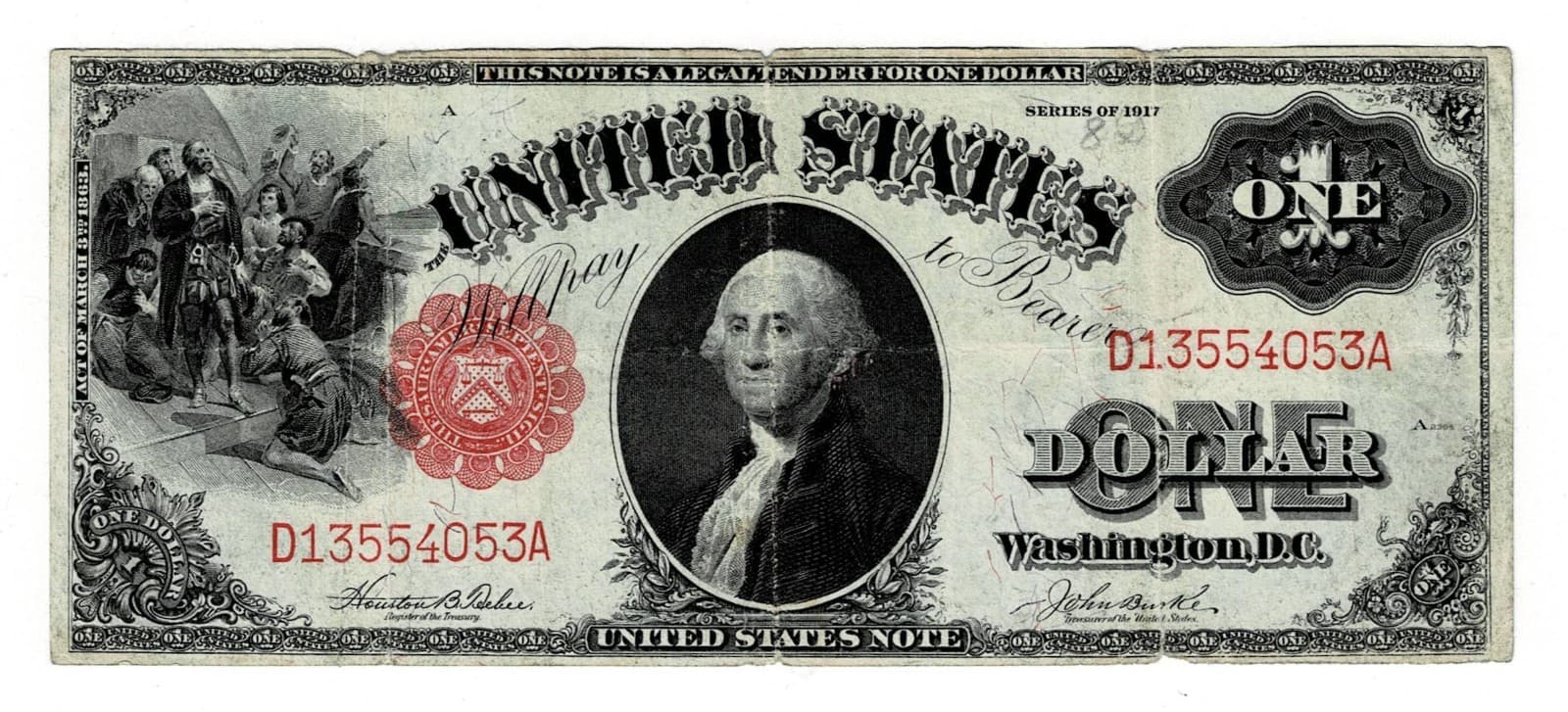 1917 $1 Legal Tender Note LARGE SIZE NOTE — view 1