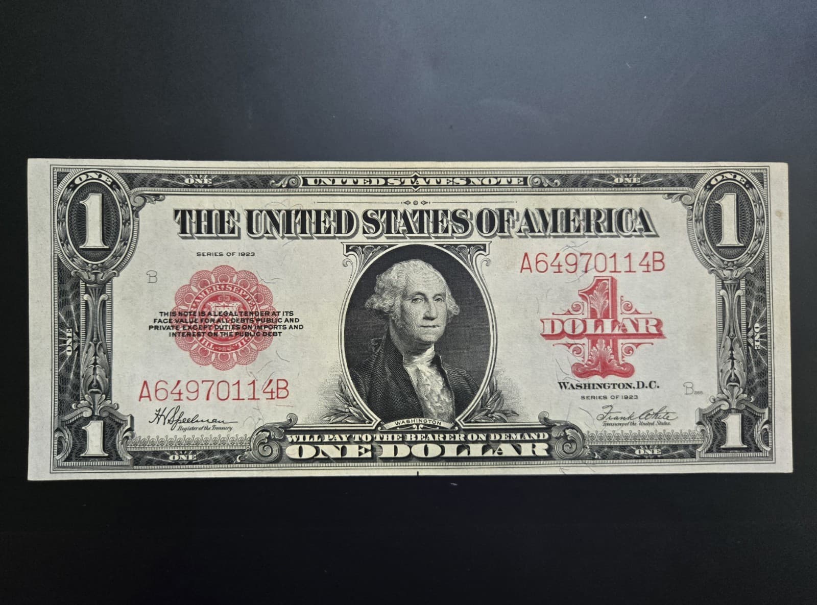 1923 $1 Red Seal Legal Tender Note Fr. 40 — view 1