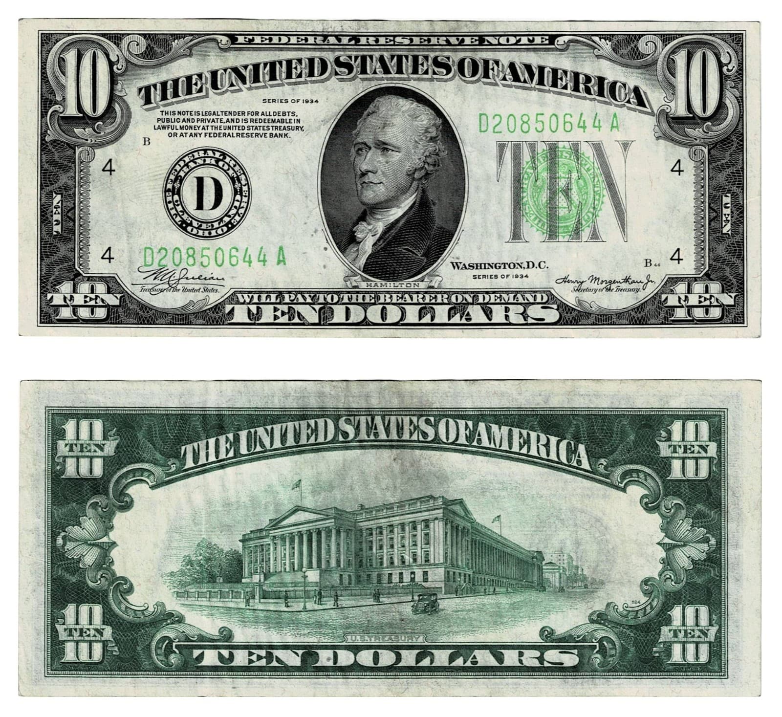 Lime🍋🟩Green Seal 1934 $10 FRN Cleveland
