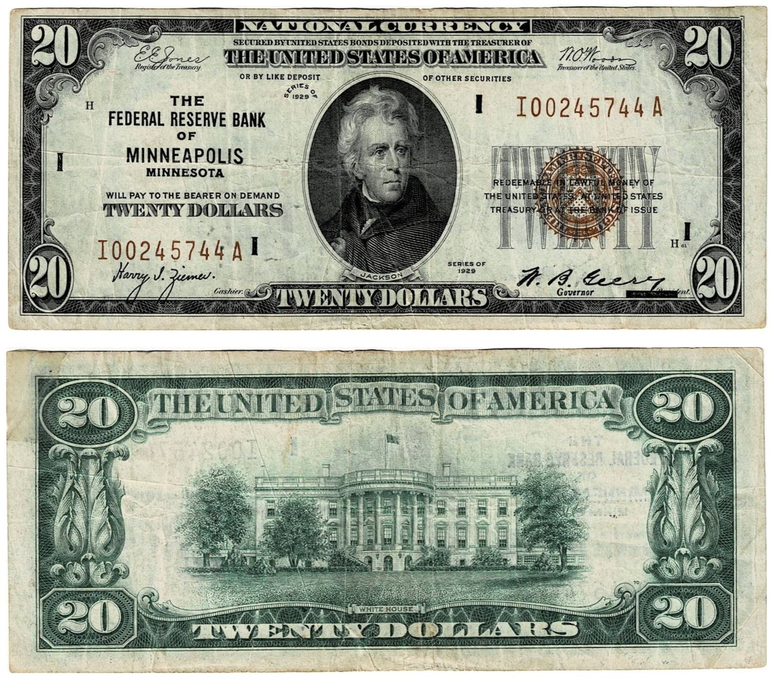 United States 20 Dollar 1929 MINNEAPOLIS Fr. 1870-I VF