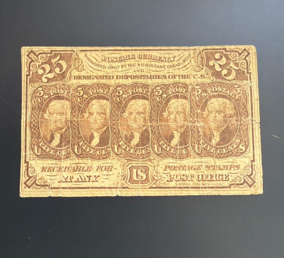 FR. 1282 25 c. 1st Issue Fractional Note