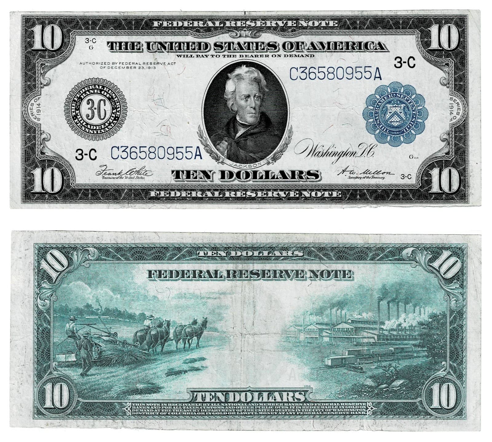1914 $10 Federal Reserve Note Philadelphia