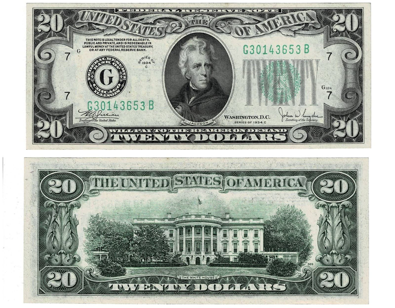 1934-C $20 Federal Reserve Note Chicago