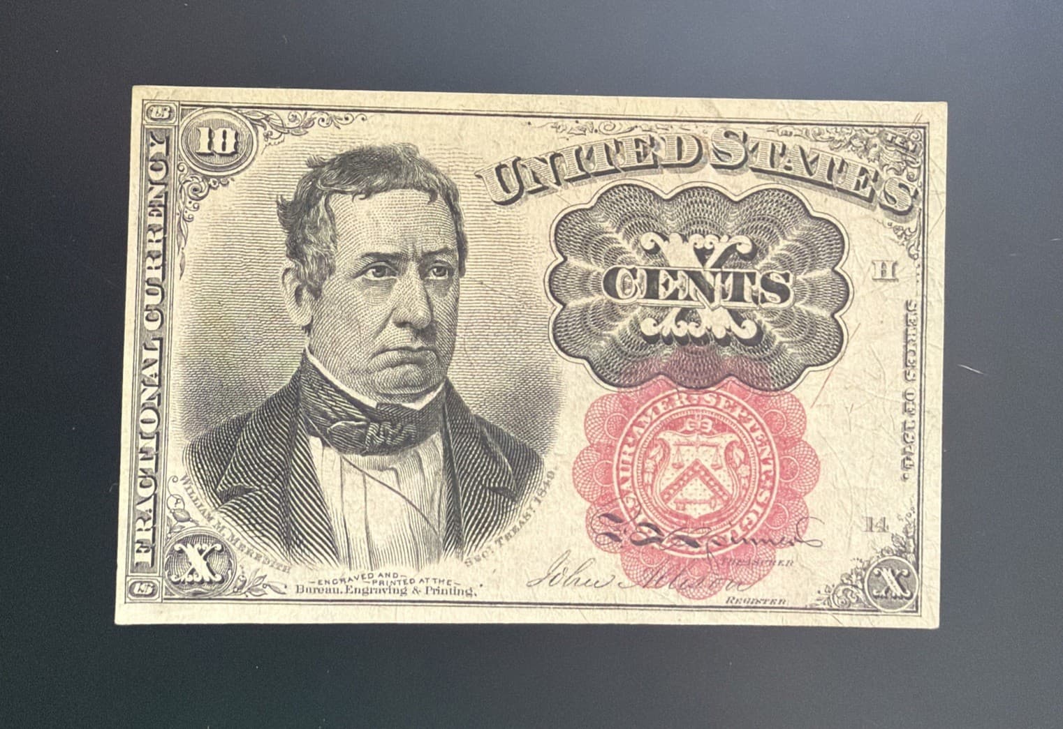 1874 US 10 Cent Fractional Currency - 5th Issue - Circulated — view 1