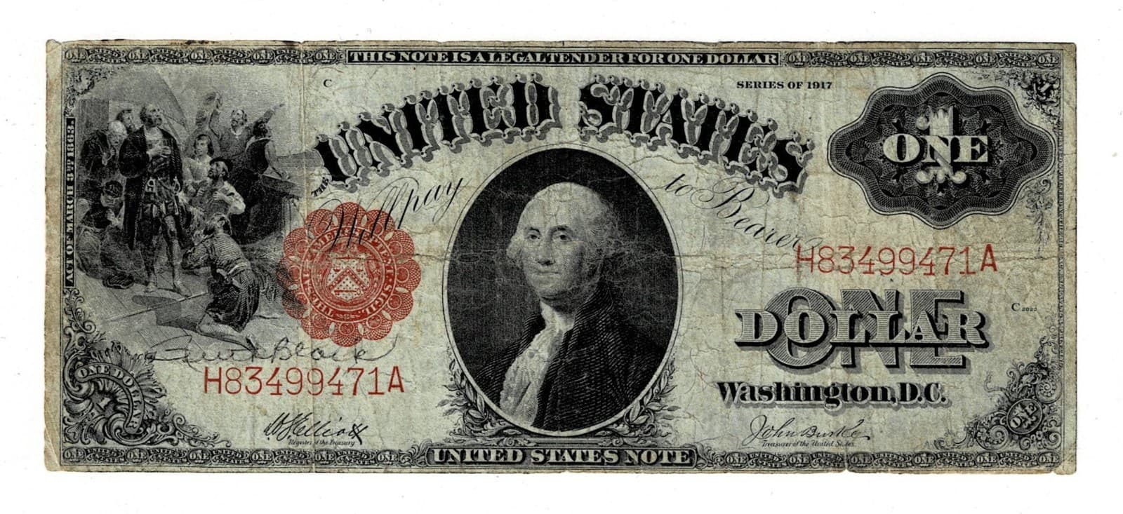 1917 $1 Legal Tender Note LARGE SIZE NOTE — view 1