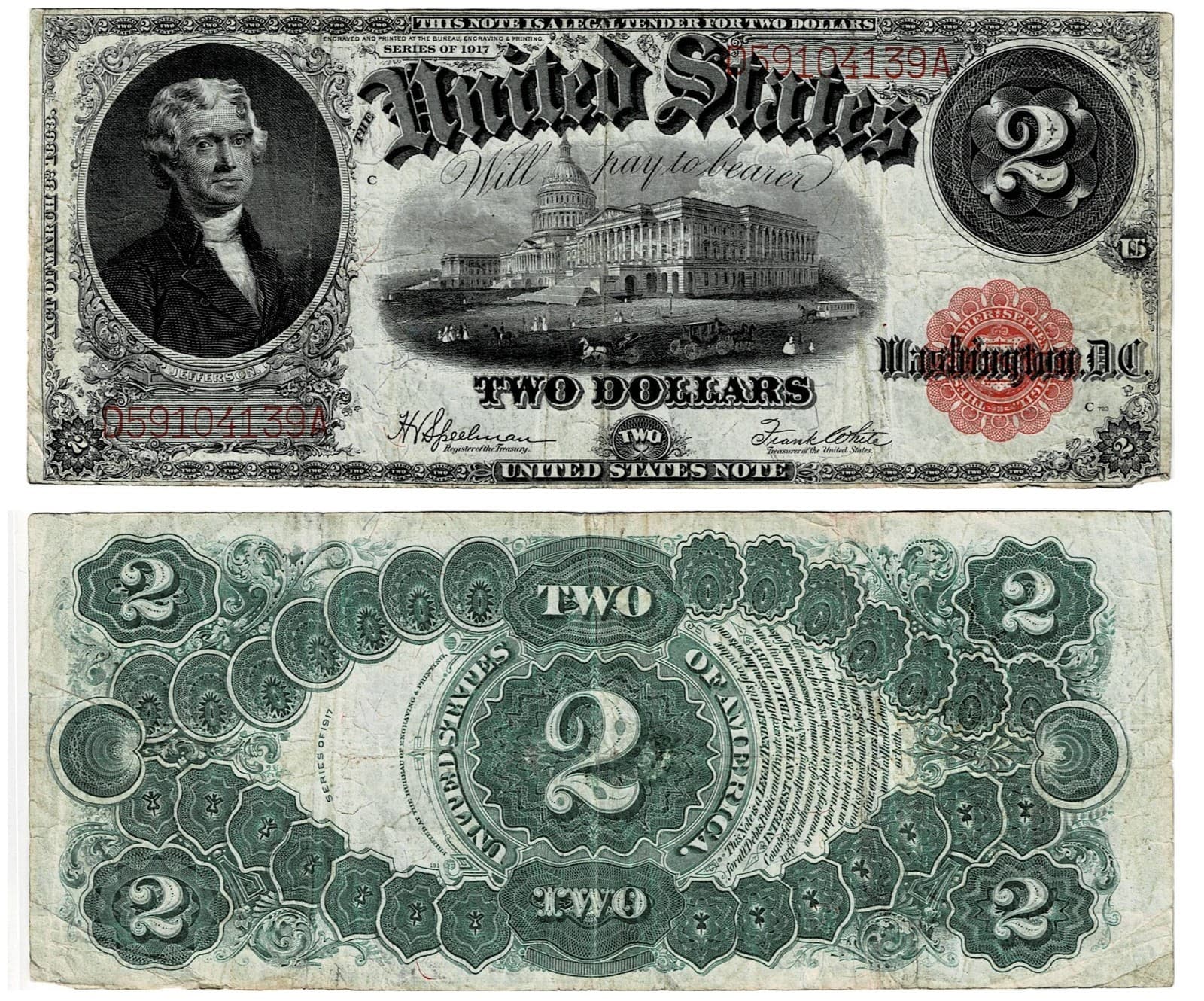 1917 United States $2 Legal Tender Bracelet Back