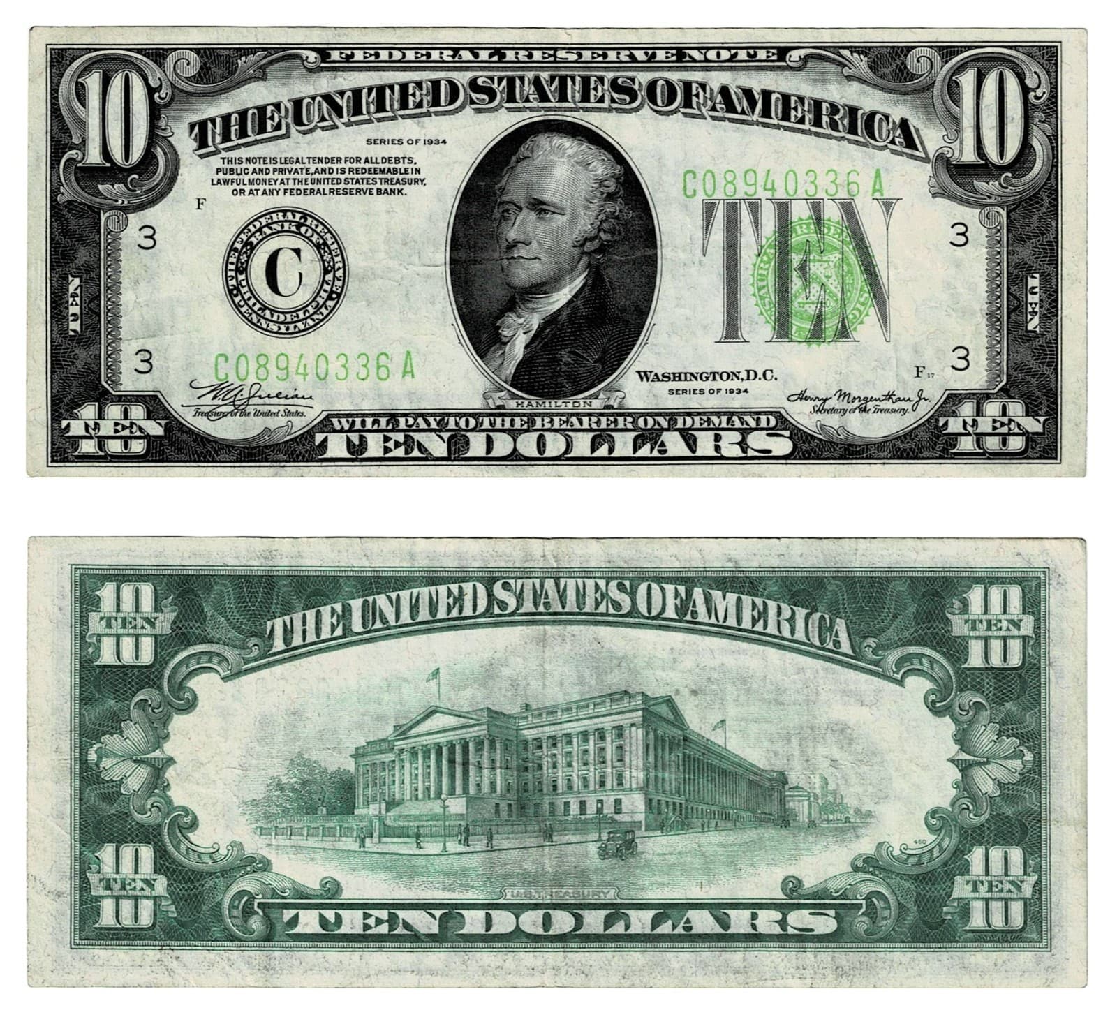 Lime🍋🟩Green Seal 1934 $10 FRN Philadelphia